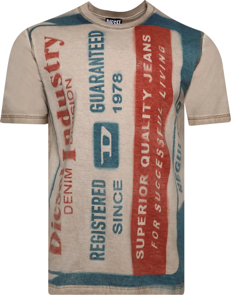 

Футболка Diesel T-Just-G13 T-Shirt 'Beige/Red', разноцветный