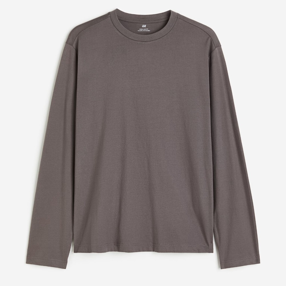 

Лонгслив H&M Regular Fit Jersey, темно-серый