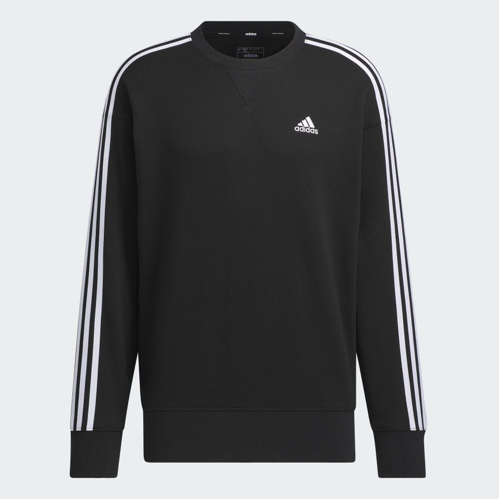 Толстовка Adidas Essentials Plus Loose Fit Three Stripes French Terry, черный цена и фото