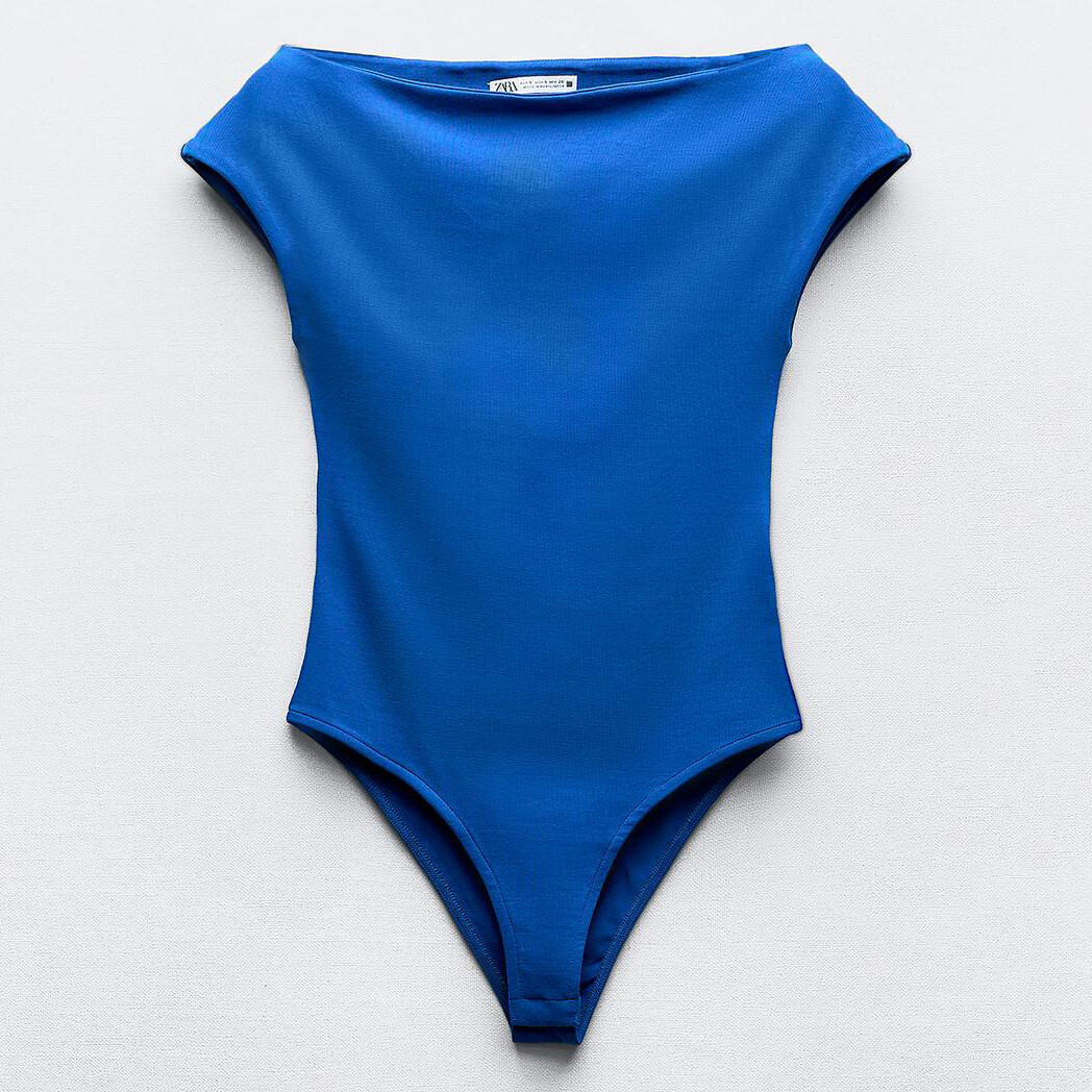 

Боди-комбинезон Zara Cotton Boatneck, синий