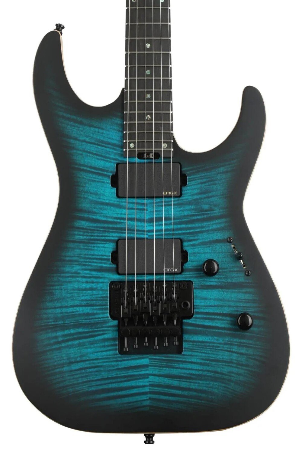 

ESP USA M-II FR Flamed Maple — Satin Black Aqua Sunburst