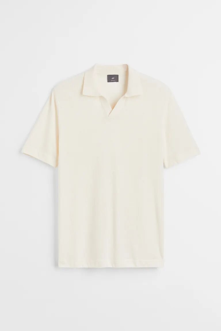 

Поло H&M Regular Fit Linen-blend, белый