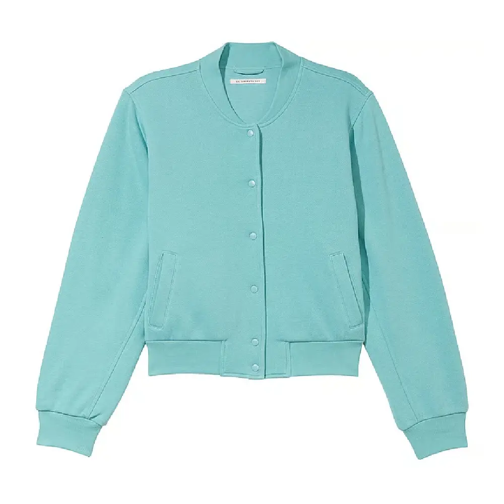 

Толстовка Victoria's Secret Cotton Fleece Snap Bomber, голубой, Синий