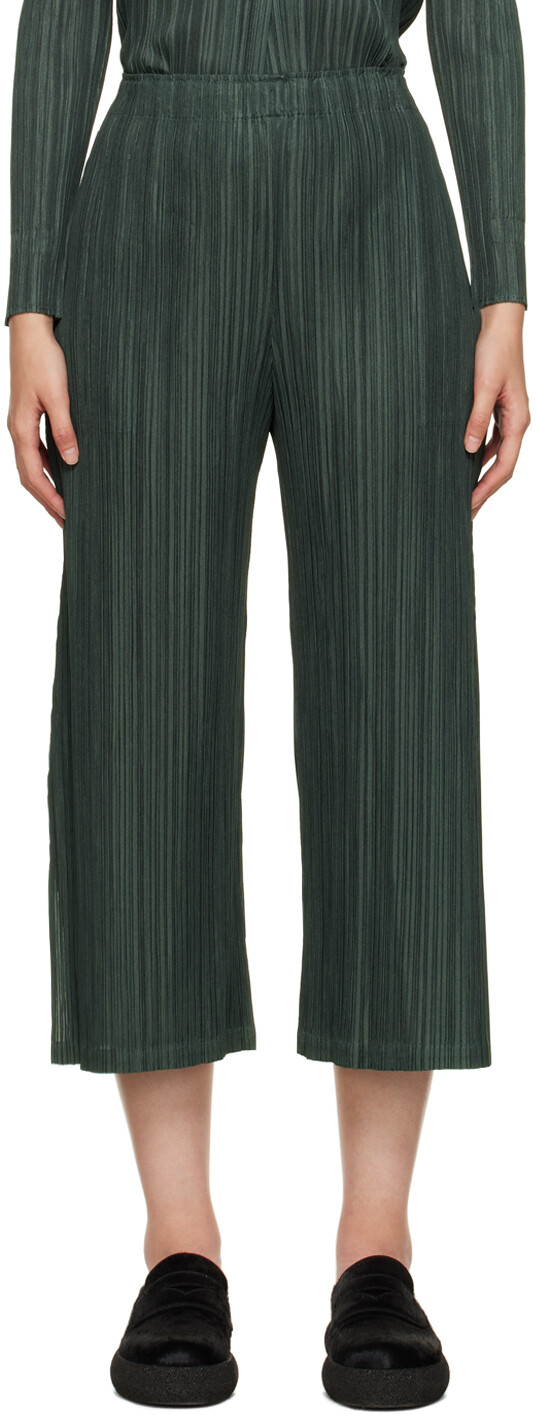 

Зеленые брюки со складками Pleats Please Issey Miyake