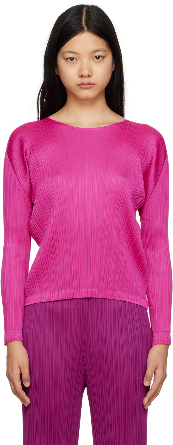 

Розовая футболка с длинным рукавом Monthly Colors December Pleats Please Issey Miyake