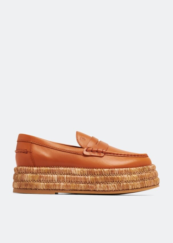 

Лоферы TOD'S Platform leather loafers, коричневый