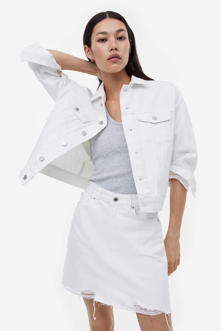 Джинсовая мини-юбка H&M, белый