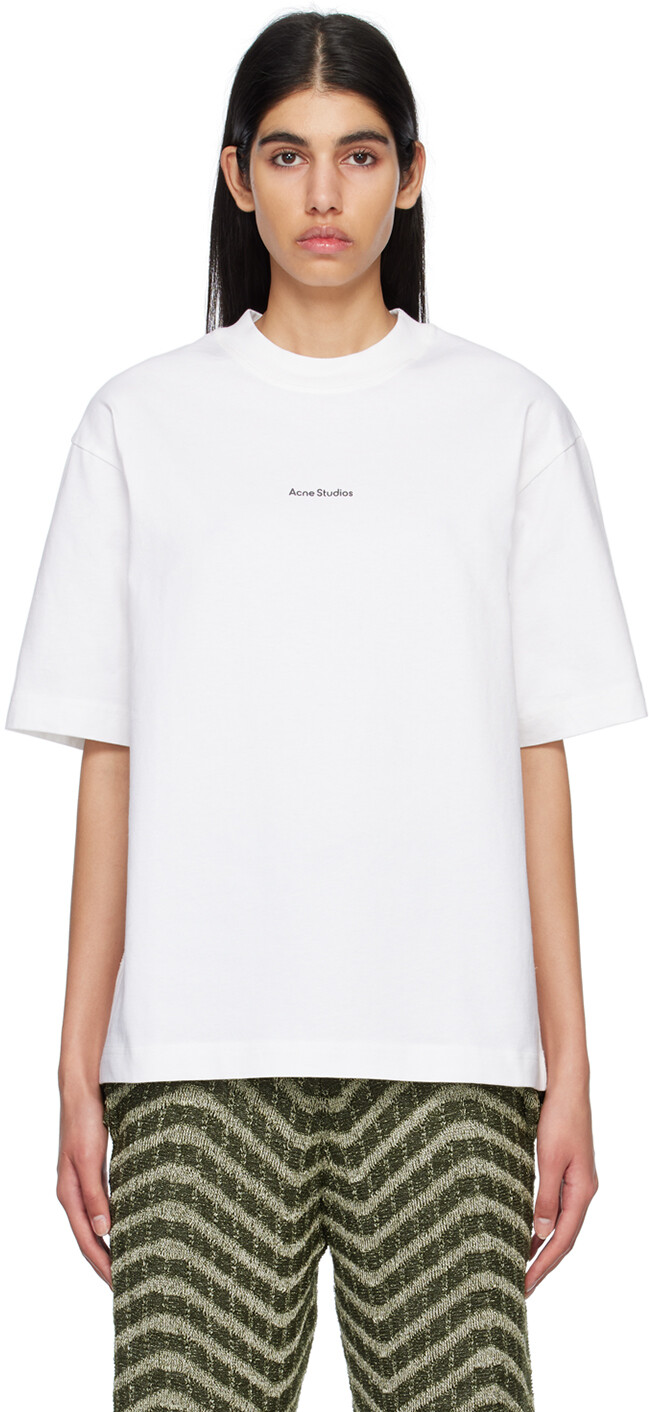 

Белая футболка с принтом Acne Studios, Белый