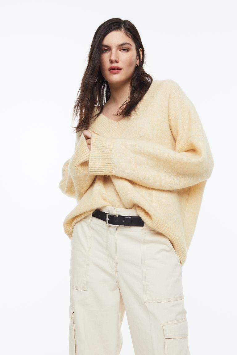 

Свитер оверсайз с оттенком мохера H&M, светло-желтого