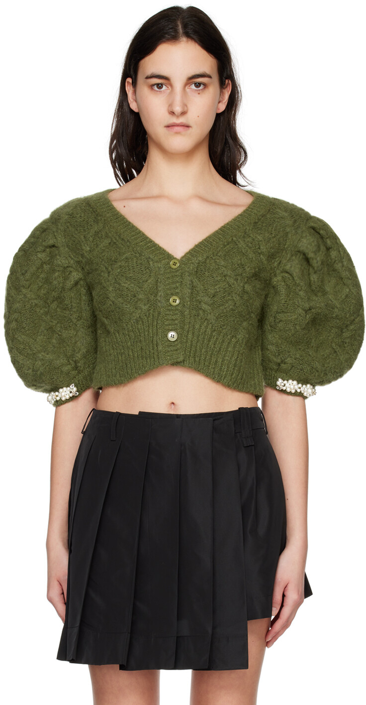 

Кардиган цвета хаки с бисером Simone Rocha