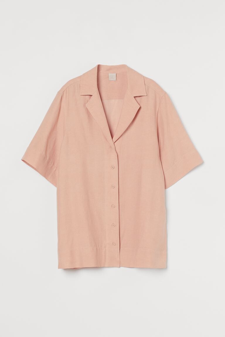 

Льняная рубашка оверсайз H&M, абрикос