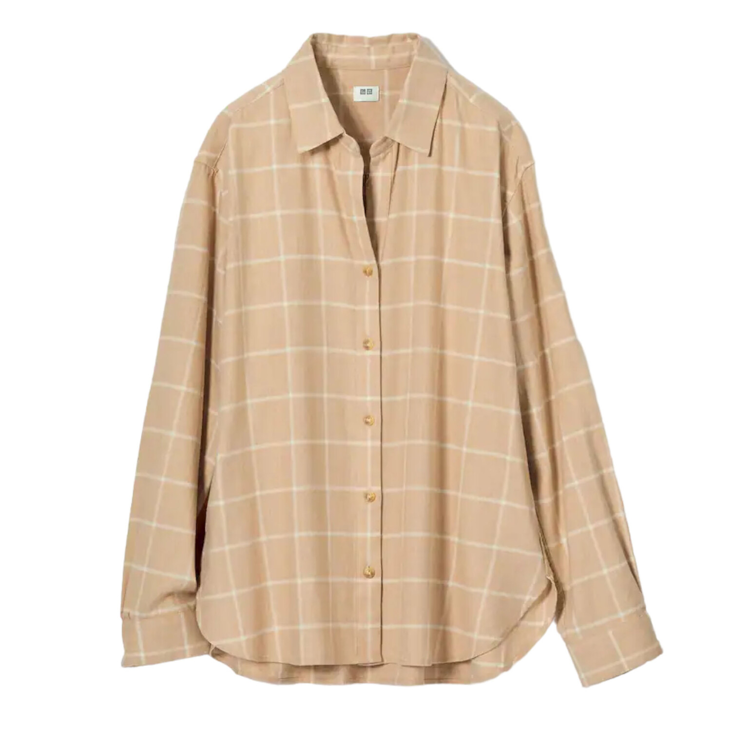 

Рубашка Uniqlo Soft Brushed Checked Long Sleeved, бежевый
