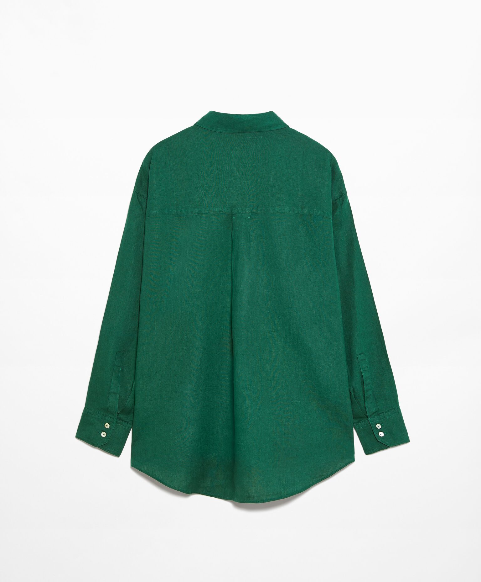 Рубашка Oysho Linen Long Sleeved, зеленый рубашка oysho linen long sleeved светло бежевый