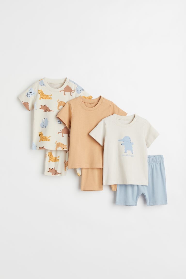 

3 пары хлопковых пижам H&M, натуральный белый/животные