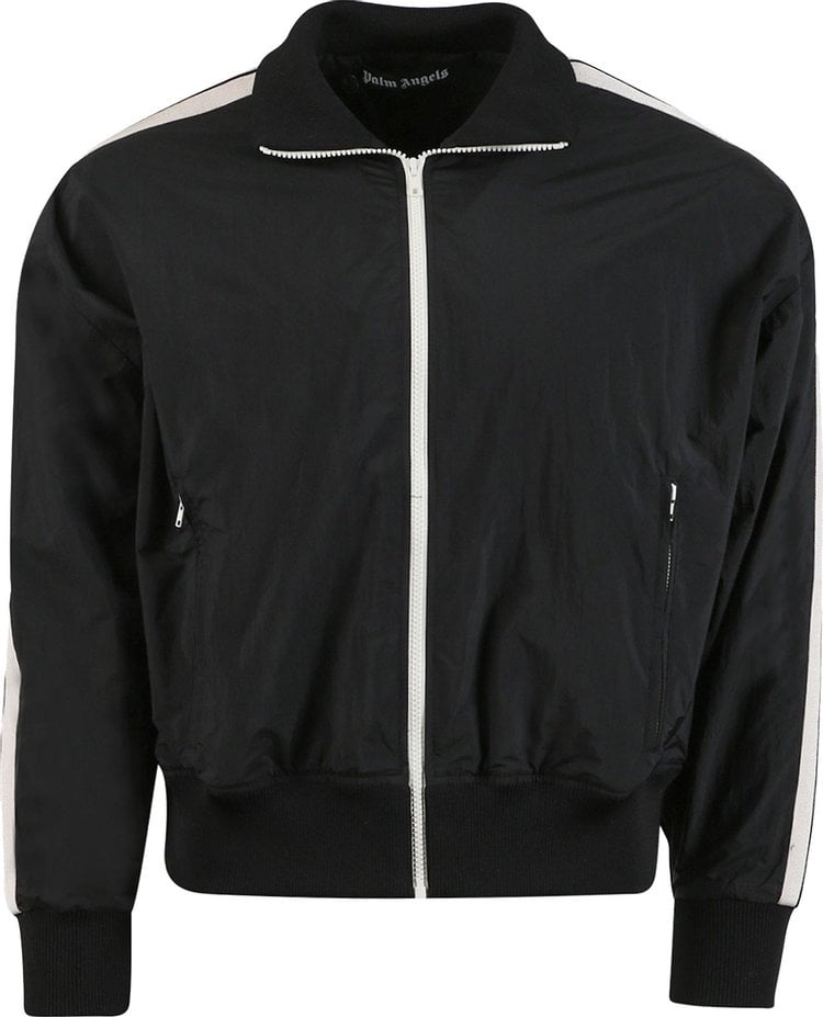 Куртка Palm Angels Curved Logo Track Jacket 'Black/White', черный - фото