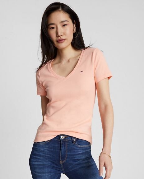 

Футболка с V-образным вырезом Tommy Hilfiger Favorite V-neck, светло-розовый