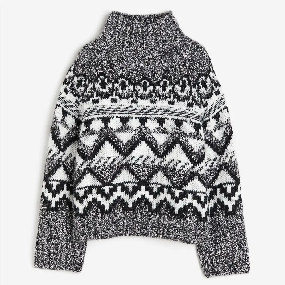 

Свитер H&M Jacquard-knit, черный/белый