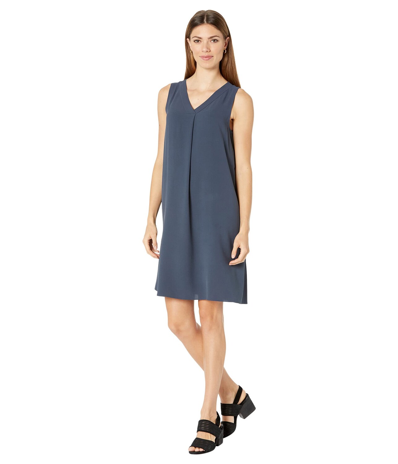 

Платье Eileen Fisher, V-Neck Knee Length Dress in Silk Georgette Crepe