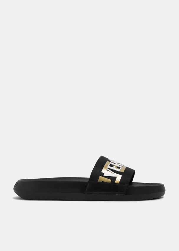 

Шлепанцы VERSACE Greca Logo slides, черный
