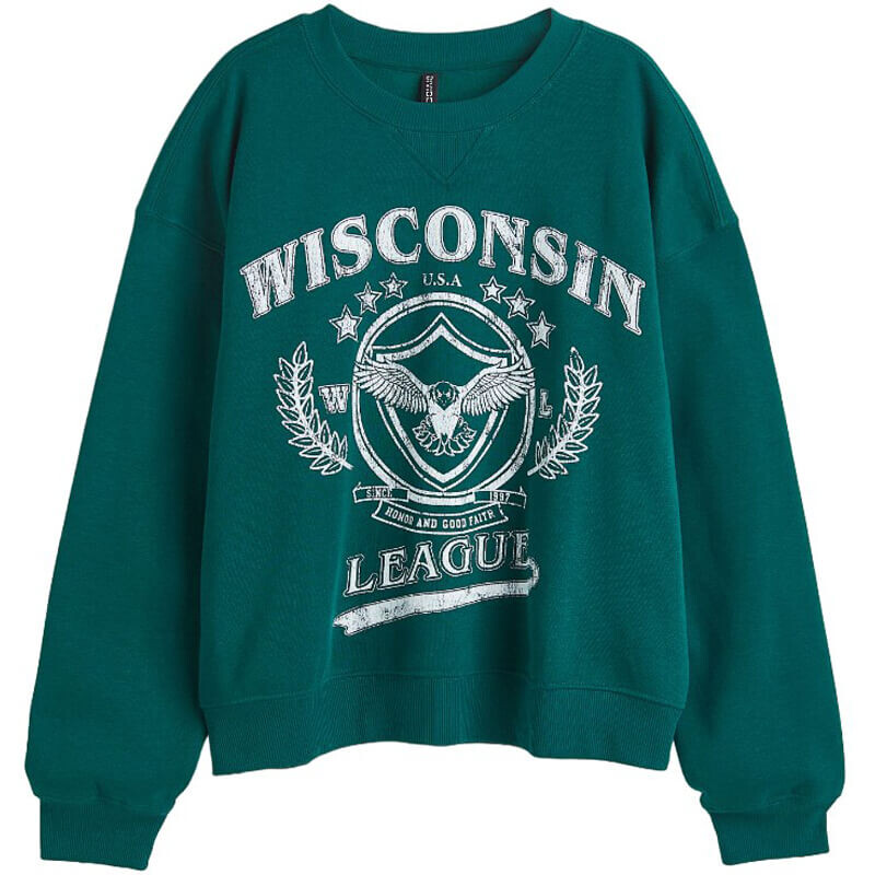 

Свитшот H&M+ Wisconsin, темно-зеленый
