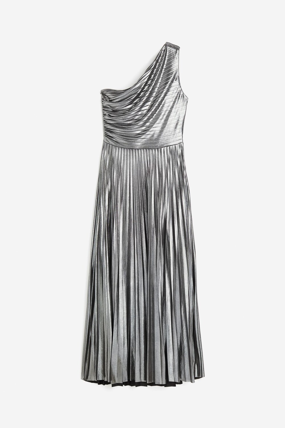 

Платье H&M Metallic-coated One-shoulder, серебристый