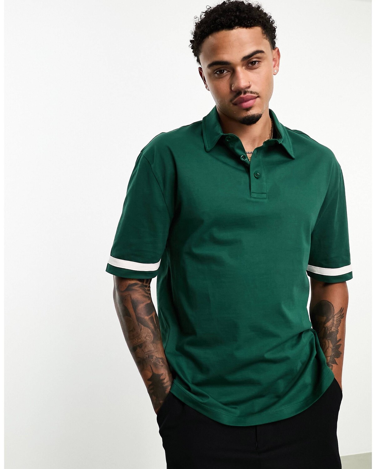 

Поло свободного кроя цвета хаки ASOS DESIGN