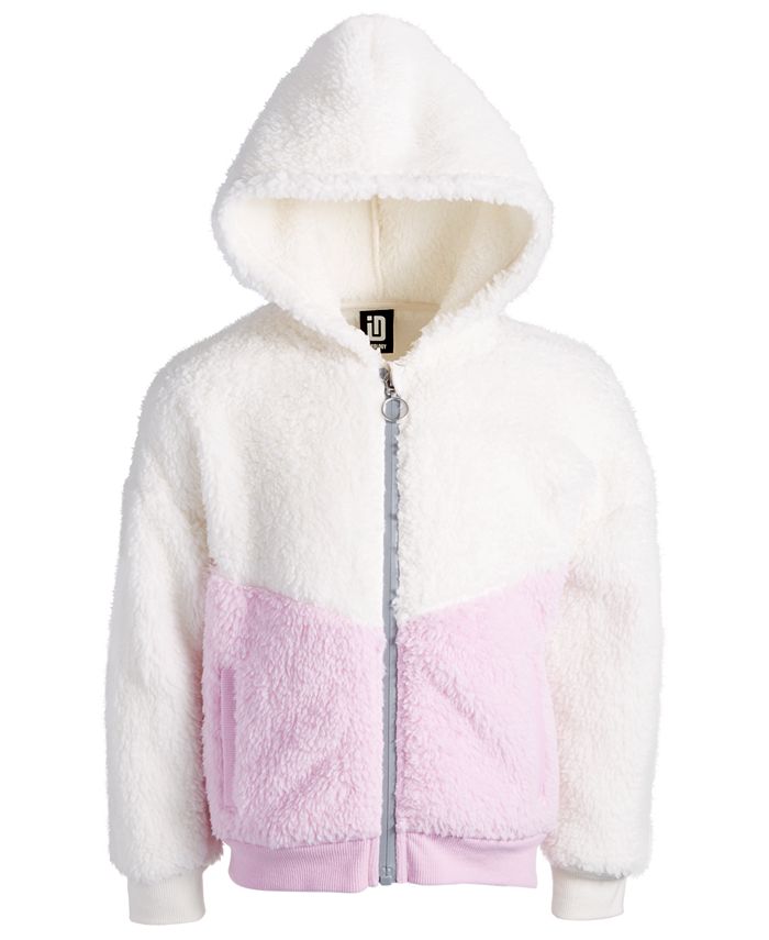 Куртка из искусственной шерпы с цветными блоками для маленьких девочек ID Ideology, белый цена и фото