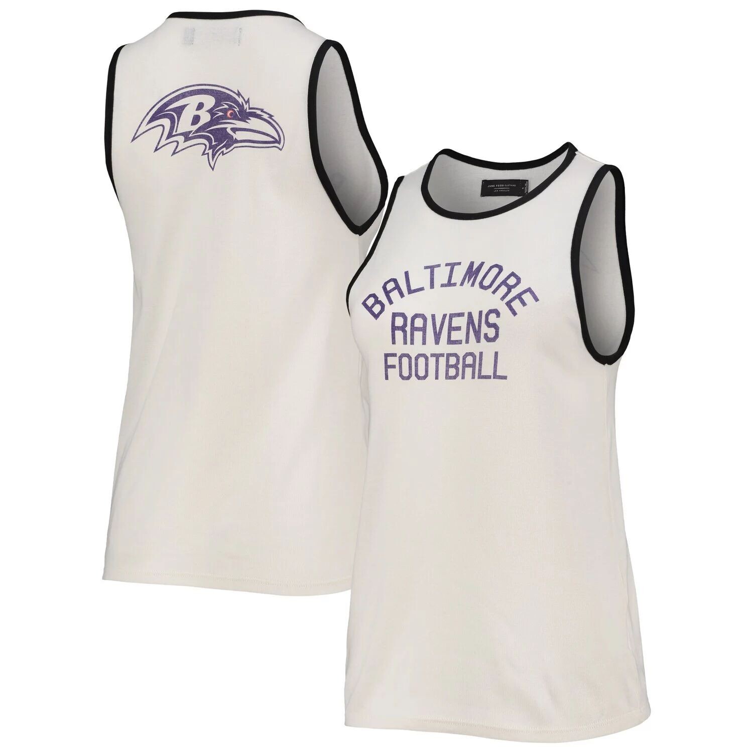 

Женская нездоровая пища, белая/черная майка с круглым вырезом Baltimore Ravens Throwback в стиле поп-переплет, Черный