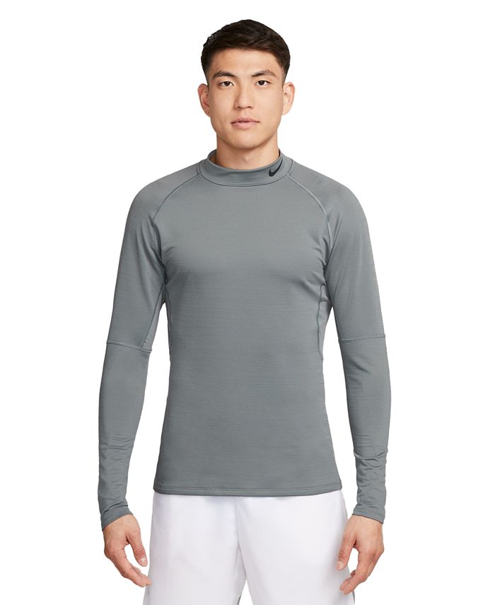 Мужская рубашка для фитнеса Pro Slim-Fit Dri-FIT с воротником-стойкой и длинными рукавами Nike, серый