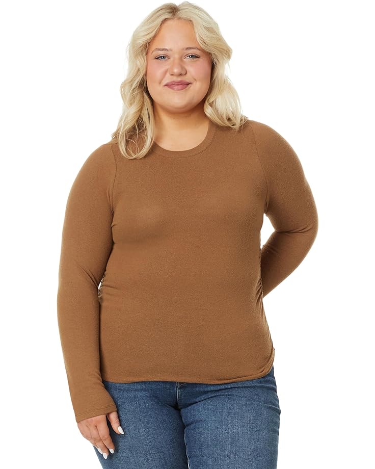 Футболка Madewell Plus Brushed Jersey Ruched Long-Sleeve, цвет Pecan Shell