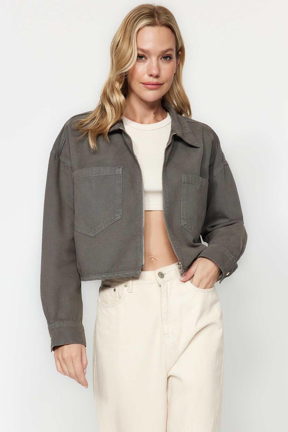 Куртка - Коричневый - Oversize Trendyol, коричневый куртка zara oversize leather коричневый