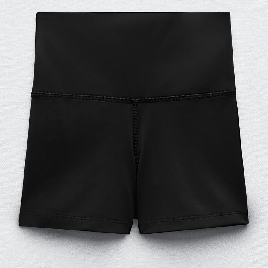 Шорты Zara Fitted Polyamide, черный шорты zara polyamide culotte with rhinestones черный