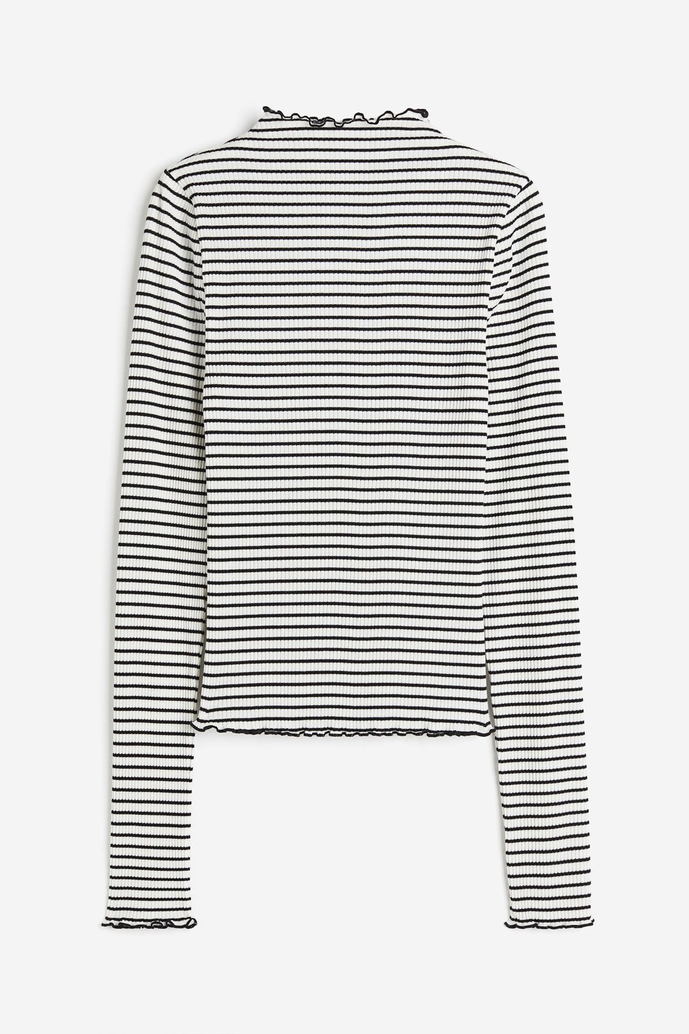 

Лонгслив H&M Ribbed With Overlocked Edges, черный/белый