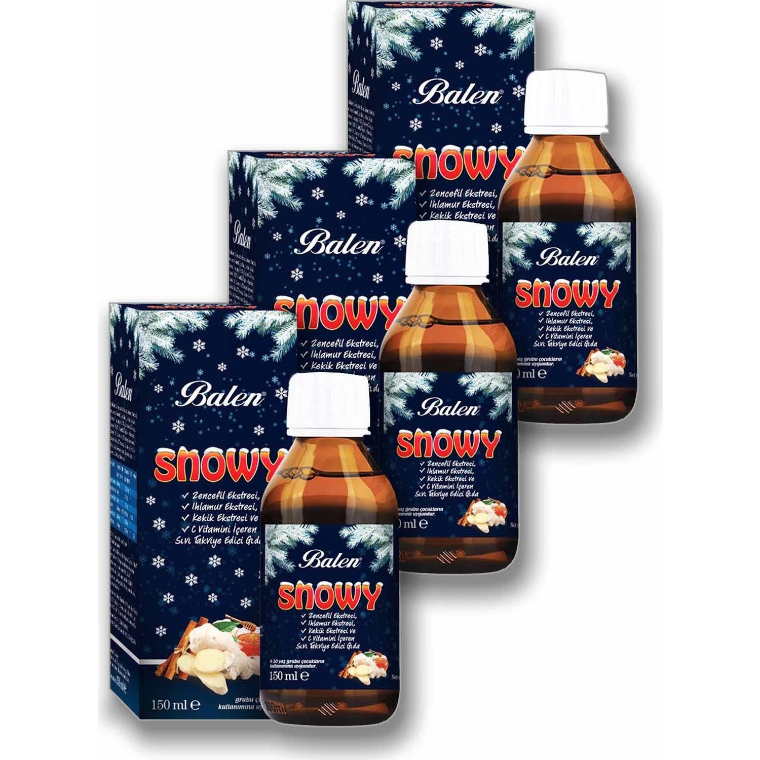 Пищевая добавка Balen Snowy Surup, 3 упаковки по 150 мл сироп от кашля dr theiss mucoplant экстракт подорожника витамин с 100 мл