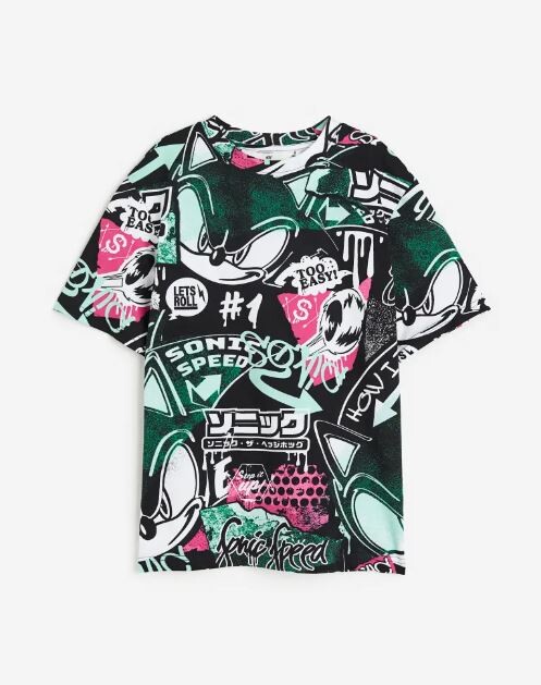 

Футболка с принтом H&M Sonic Hedgehog Print, мультиколор