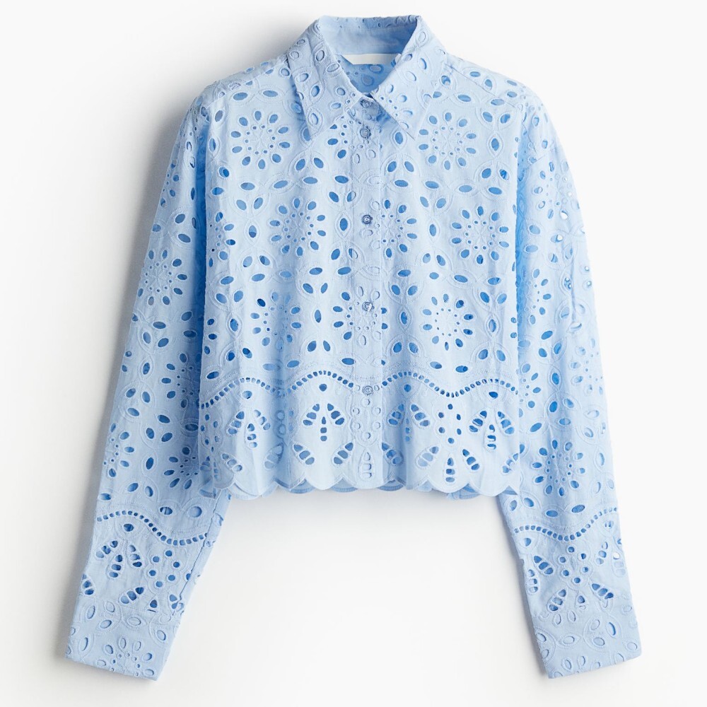 

Рубашка H&M Eyelet Embroidered, голубой