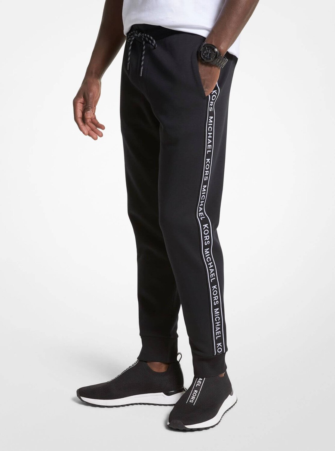

Брюки-джоггеры Michael Kors Logo Print Cotton Blend, черный