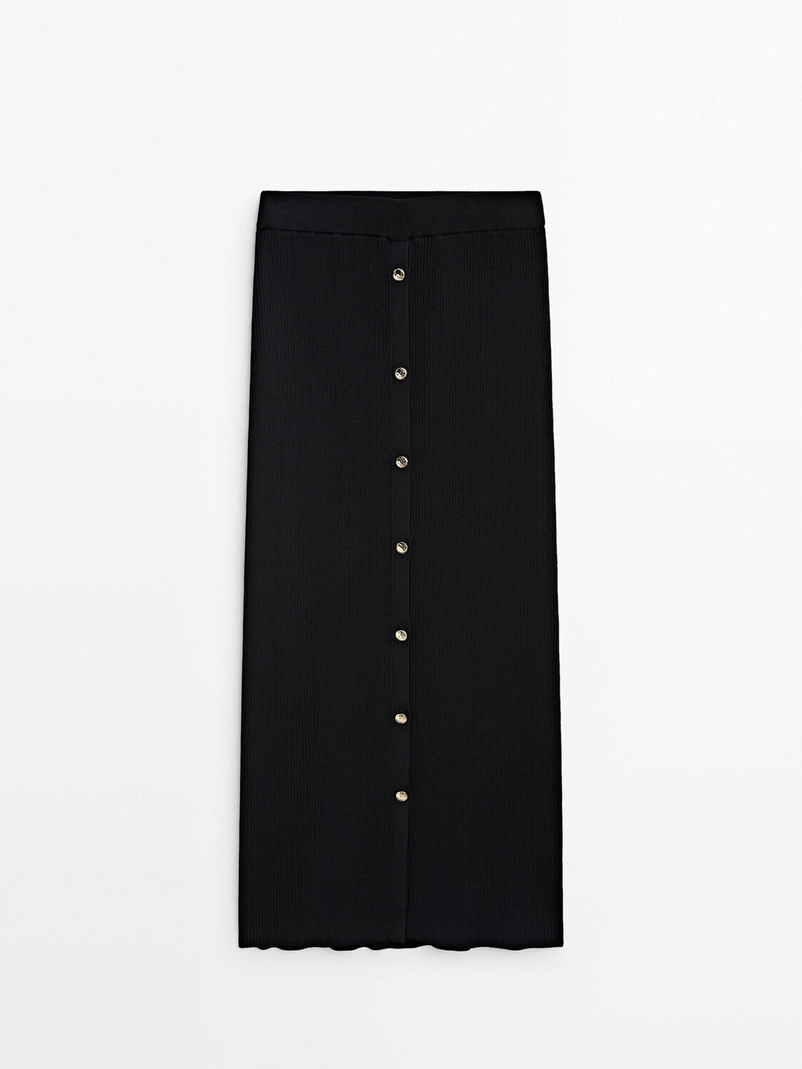 

Юбка Massimo Dutti Studio Ribbed Midi With Buttons, черный
