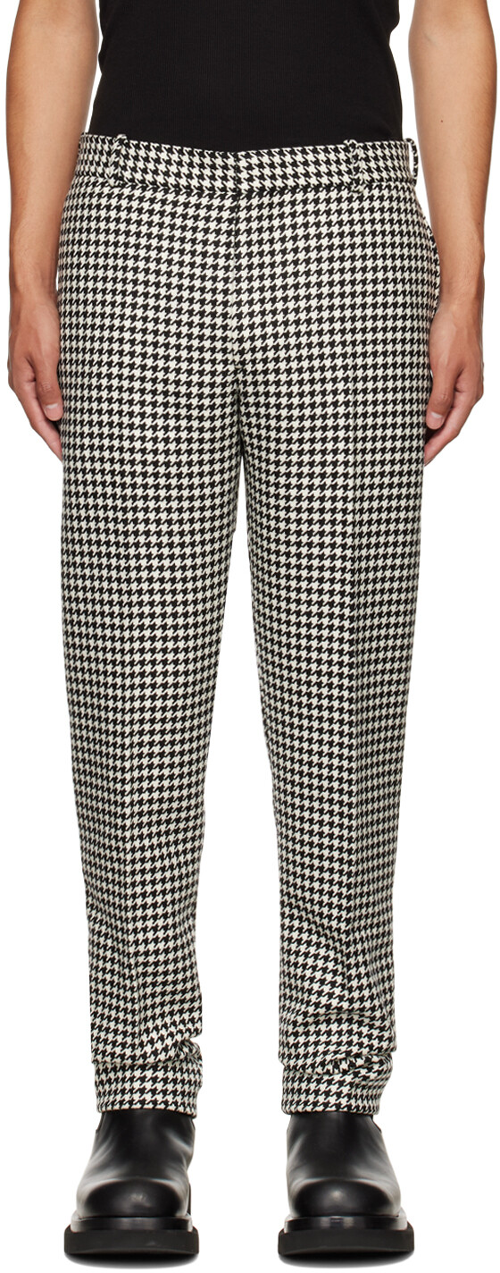

Черно-белые брюки-сигареты Dogtooth Alexander McQueen