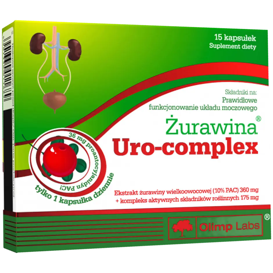 Olimp Żurawina Uro Complex биологически активная добавка, 15 капсул/1 упаковка olimp labs биологически активная добавка к пище perfect skin hydro complex 725 мг 30 капсул olimp labs красота