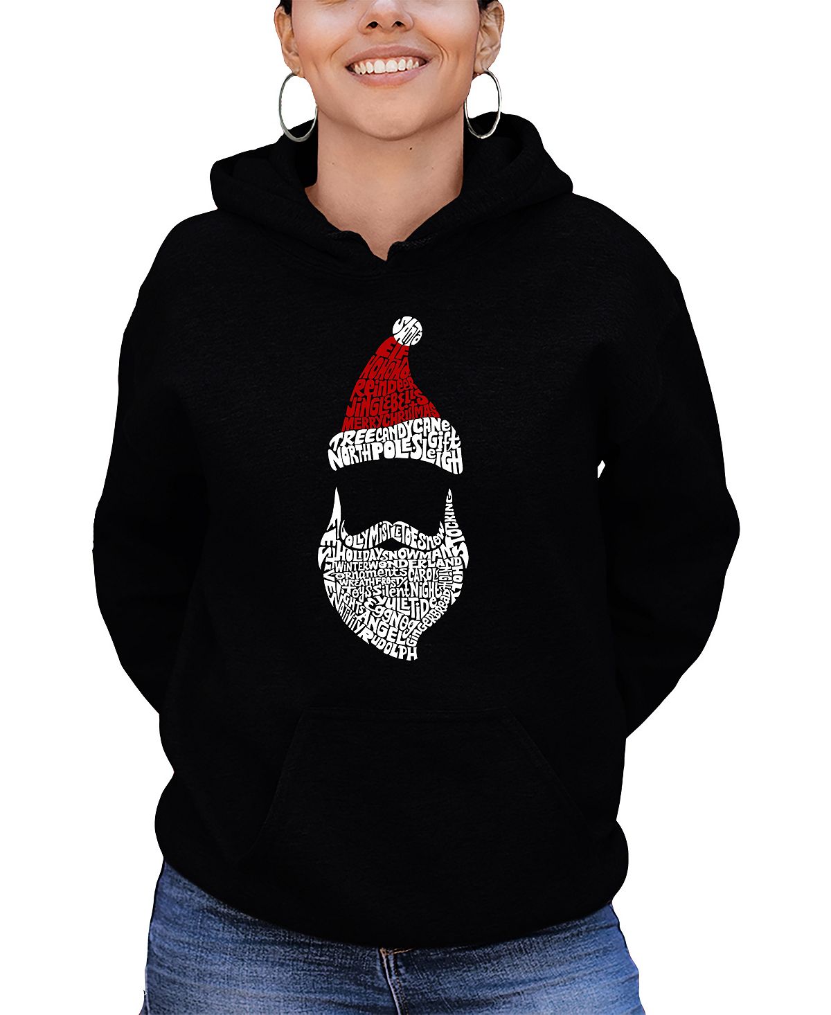 Женская толстовка с капюшоном и надписью санта-клаус LA Pop Art, черный футболка рождественские сани санта клауса boden синий