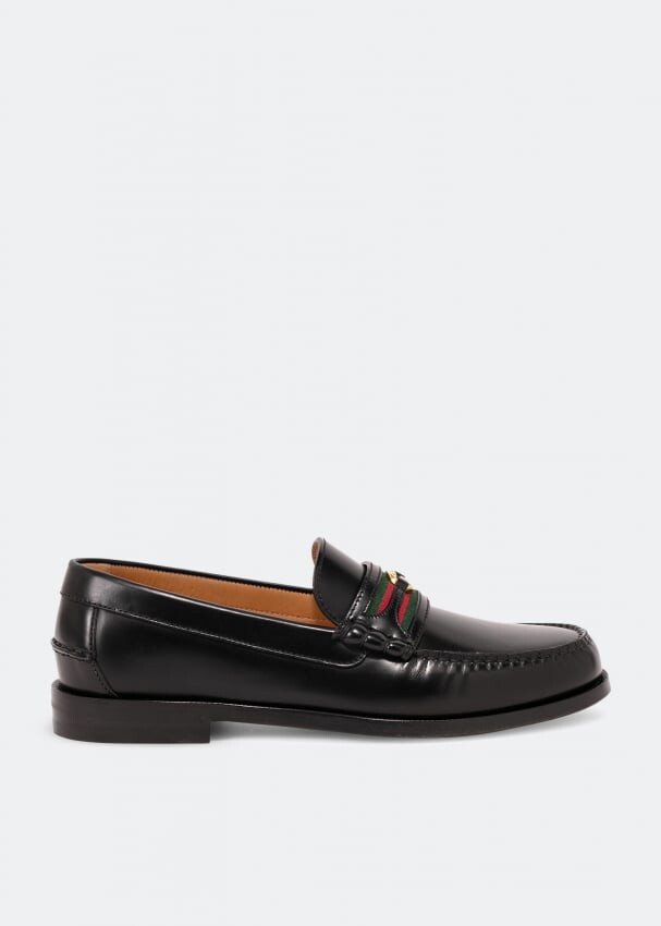 

Лоферы GUCCI Double G leather loafers, черный