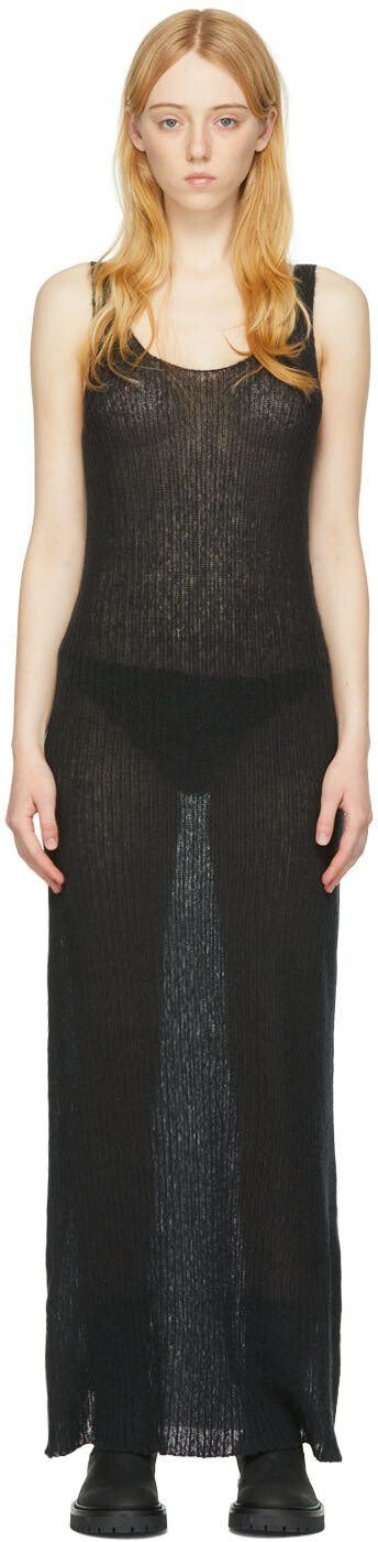 

Черное нейлоновое платье-макси Ann Demeulemeester