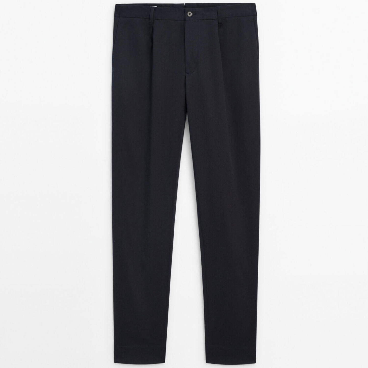 

Брюки Massimo Dutti Wide-leg Cotton Blend Studio, темно-синий