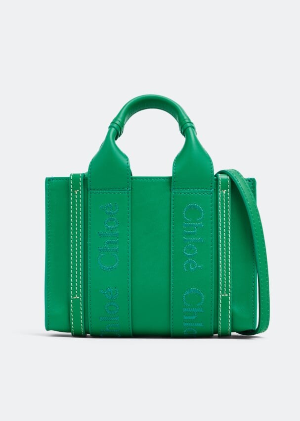 

Сумка-тоут CHLOÉ Woody mini tote bag, зеленый