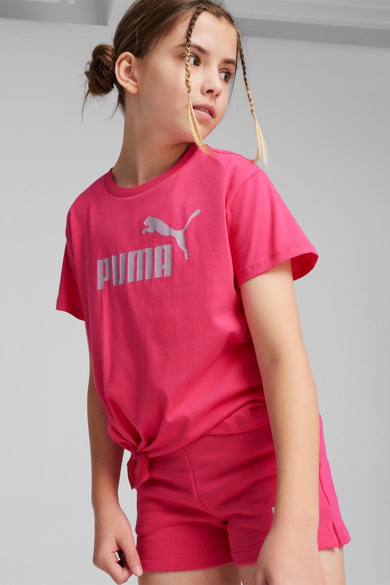 Хлопковая футболка с логотипом и узлом Puma, розовый