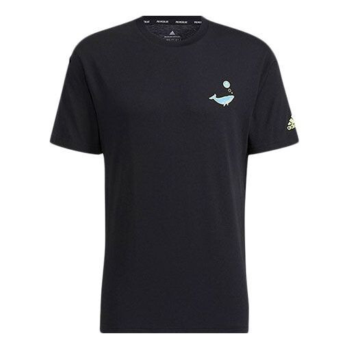 

Футболка Adidas Ocean Gfx Tee Cartoon Animal Sports Alphabet Casual Round Neck Short Sleeve Black T-Shirt, Черный