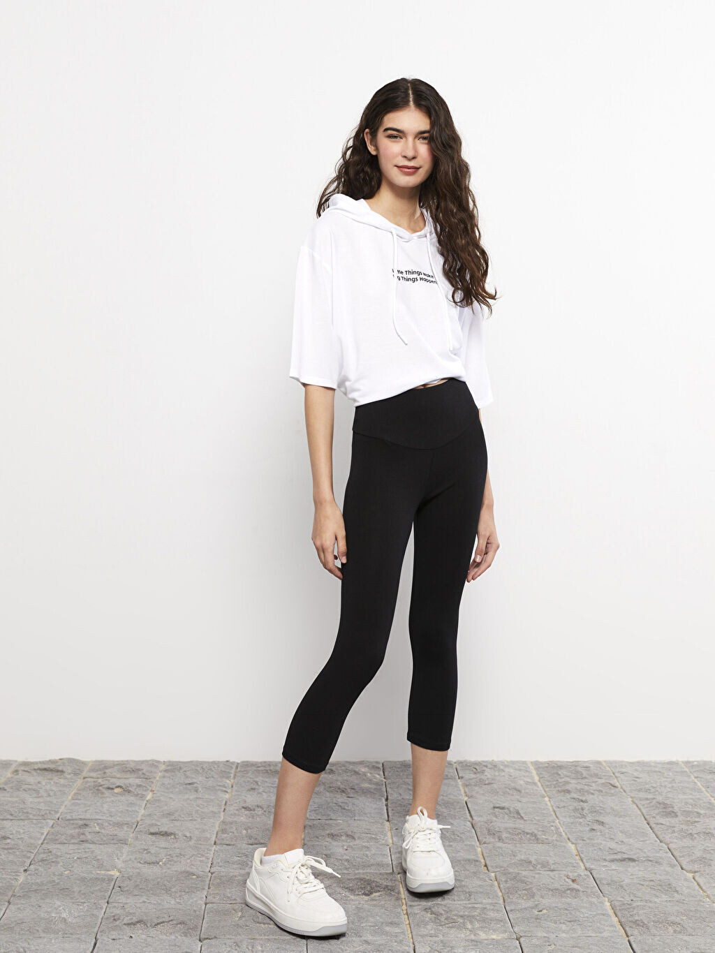 

Женские однотонные хлопковые колготки с эластичной резинкой на талии LCW Casual, Черный