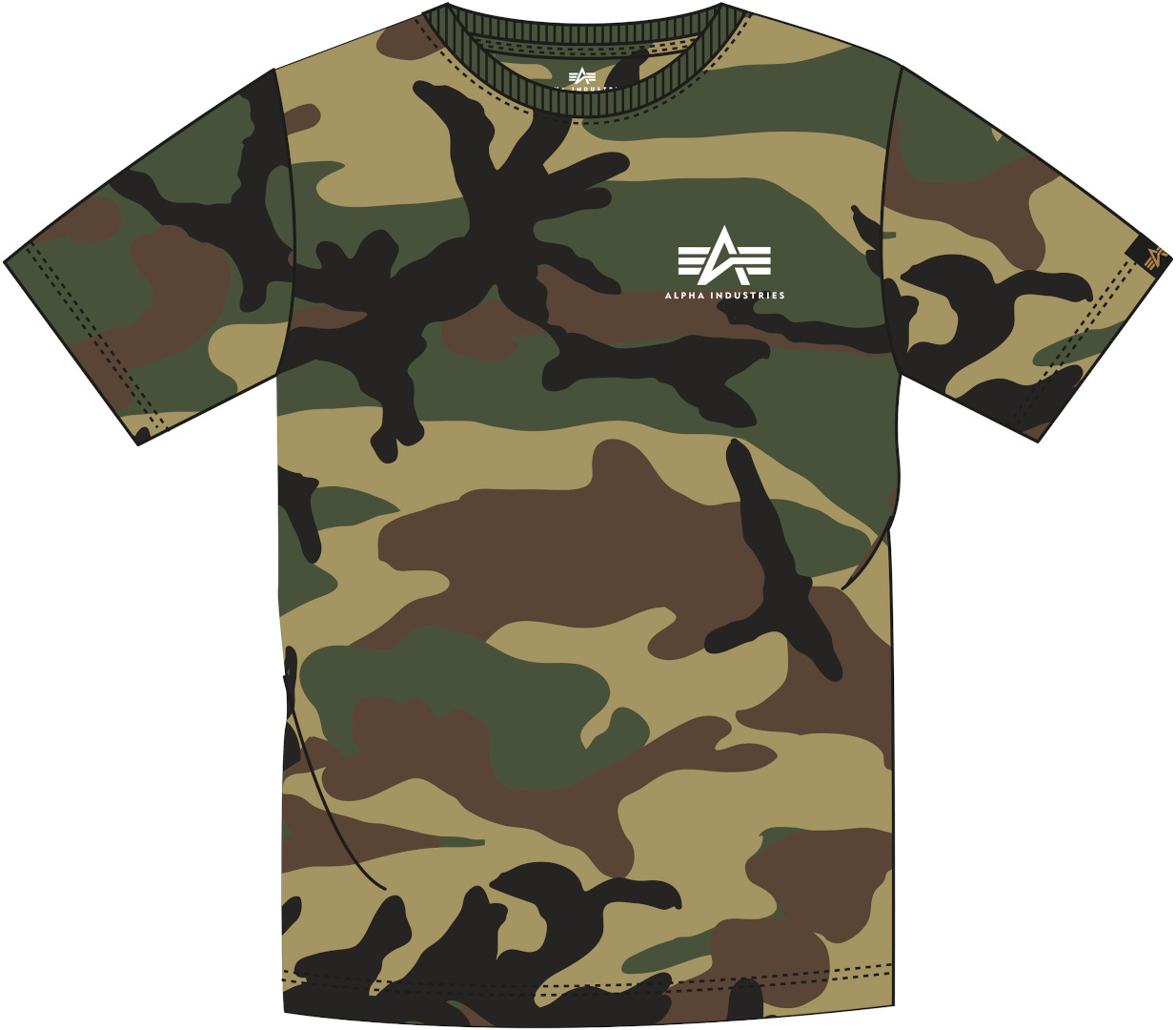 Футболка Alpha Industries Basic Small Logo Camo, оливковая