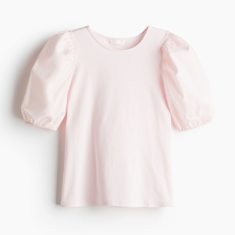 

Футболка H&M Puff-sleeved, светло-розовый